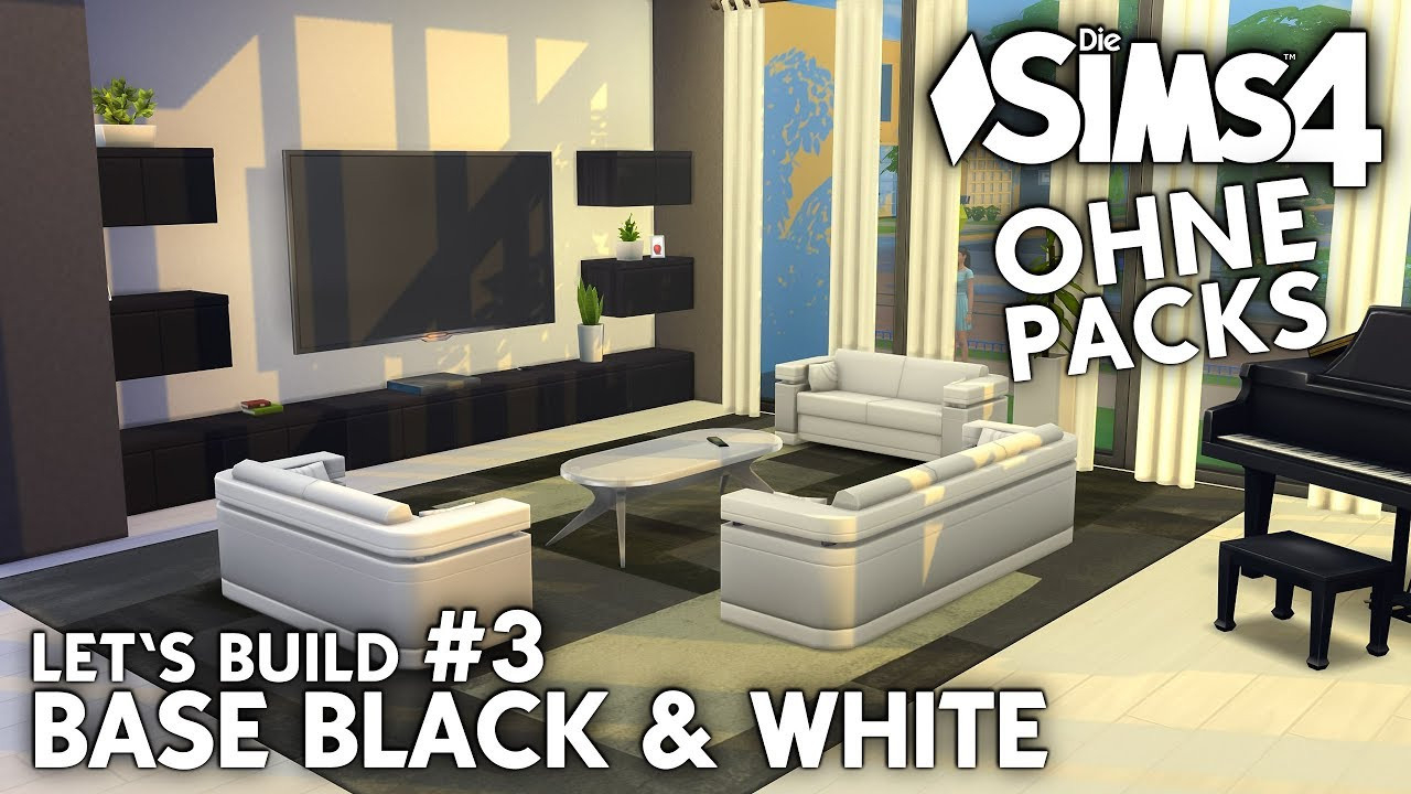 Die Sims 4 Haus Bauen Ohne Packs | Base Black &amp; White #3: Wohnzimmer  (Deutsch) regarding Sims 4 Wohnzimmer Ideen