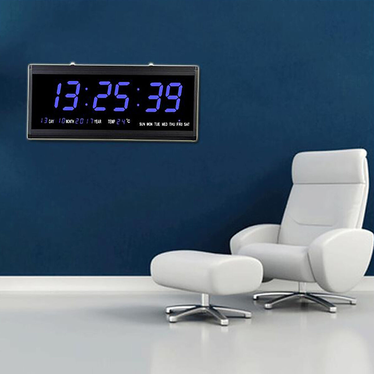 Led Digitaluhr Große Digital Wohnzimmer Wanduhr Mit Datum Temperatur  Kalender within Digitaluhr Wohnzimmer