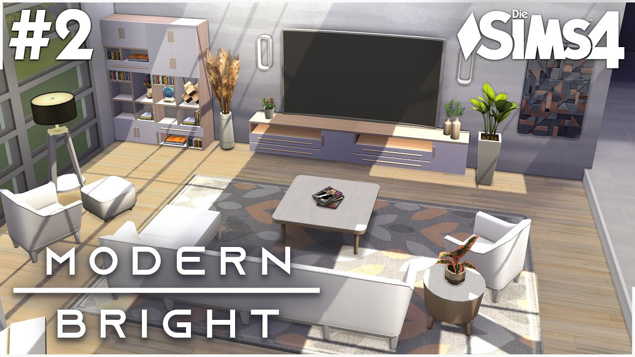 Wohnzimmer | Modern Bright Haus Bauen #2 | Die Sims 4 Let'S Build Mit Tipps  &amp; Tricks pertaining to Sims 4 Wohnzimmer Ideen